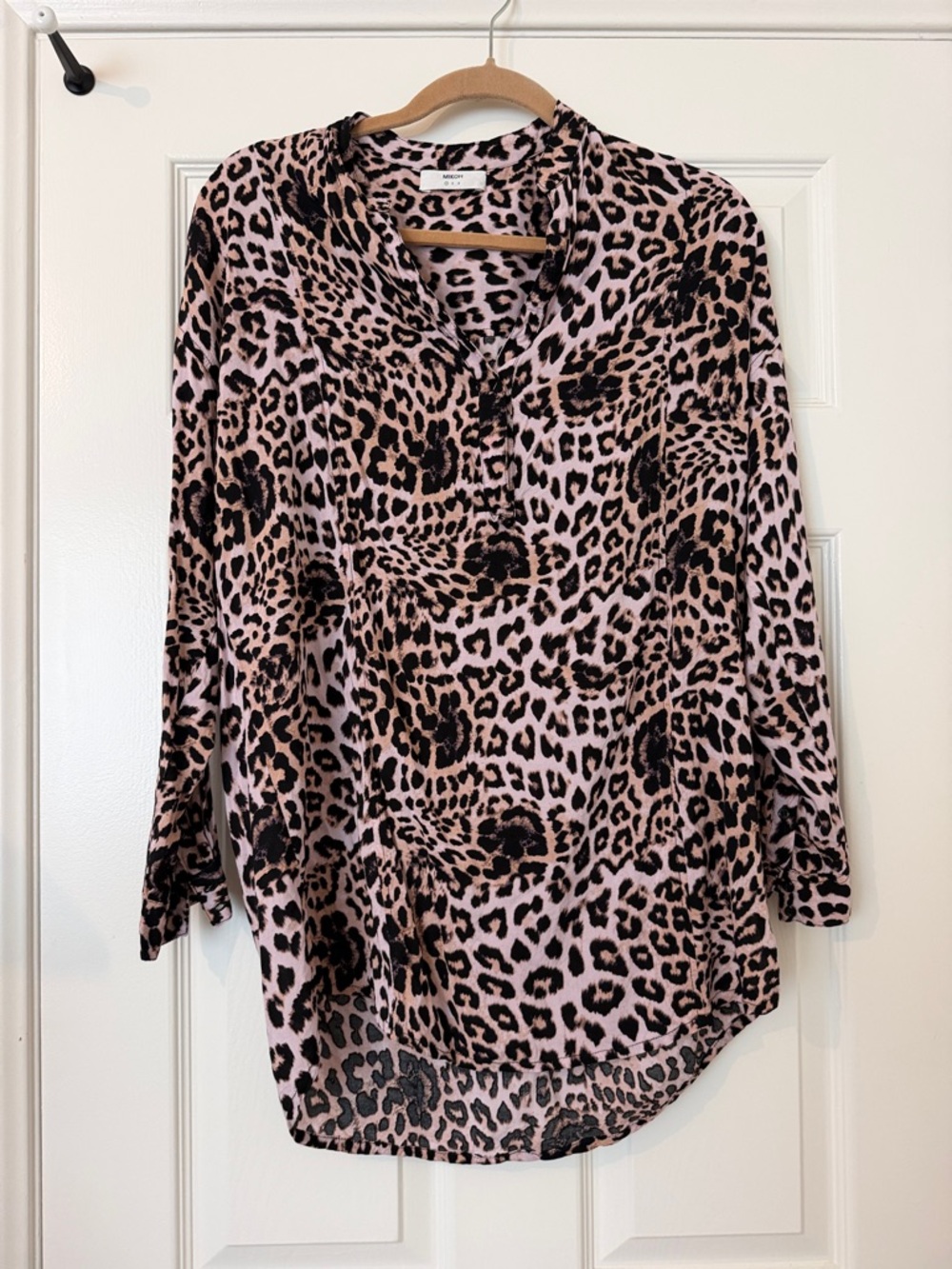 Mikoh Pink and Black Leopard Print V-Neck Tunic